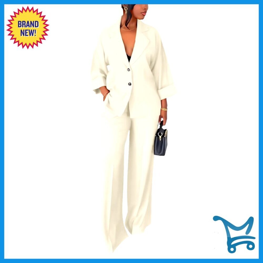 Oversized Blazer & Wide Leg Pants 2-Piece Suit Set for Women